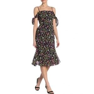 Nanette Lepore Paradise Dreaming Cold Shoulder Chiffon Midi Dress Women's 6